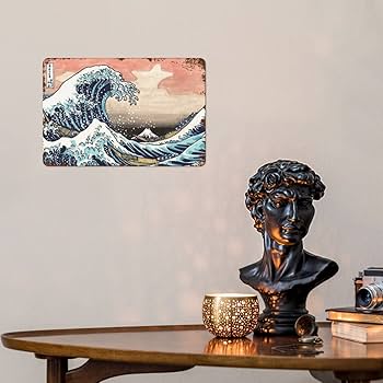 Amazon.co.jp: ブリキ看板 葛飾北斎 富嶽三十六景 神奈川沖浪裏 メタル